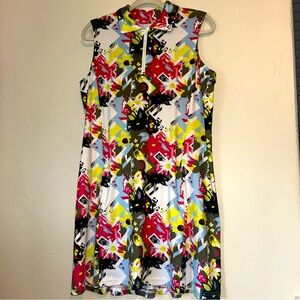 GGBlue Luxe Sport Women’s Multi Print Golf Athletic Dress 1/4 Zip Sz Large
